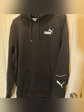 Puma Black Pullover Hoodie with White Logo